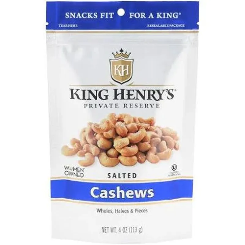 King Henry Roasted & Unsalted Cashews Bag view 1