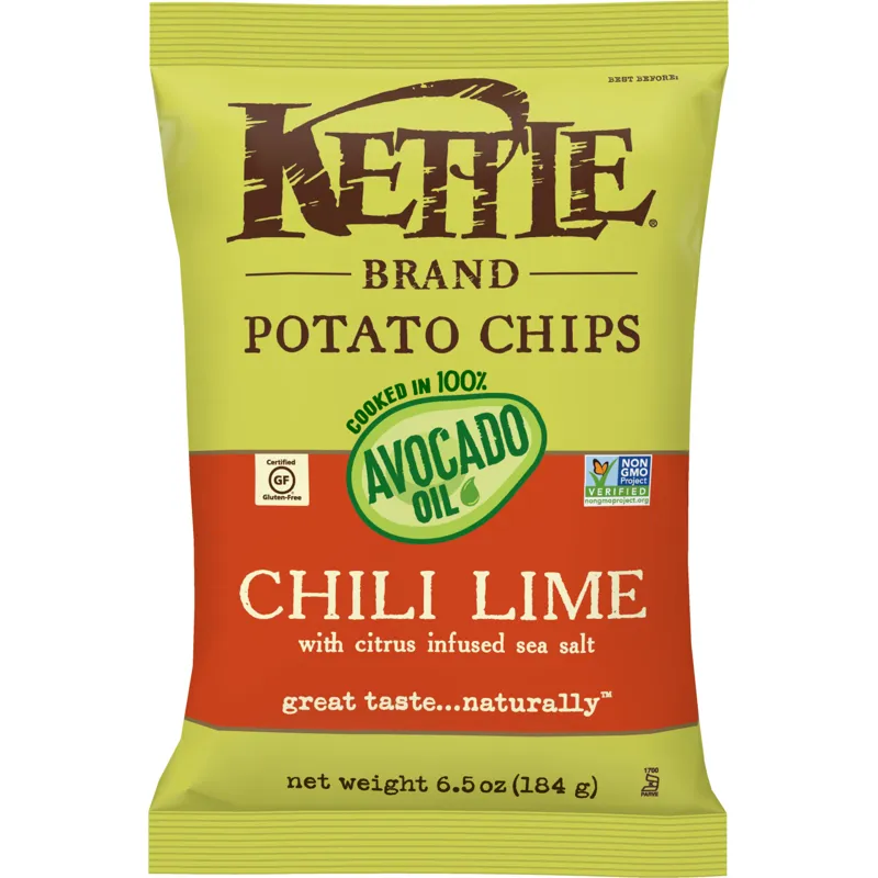 Kettle Brand Potato Chips Chile Lime Cooked In 100% Avocado Oil view 1