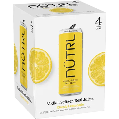 NUTRL Vodka Seltzer Classic Lemonade 4 Pack 12 oz cans