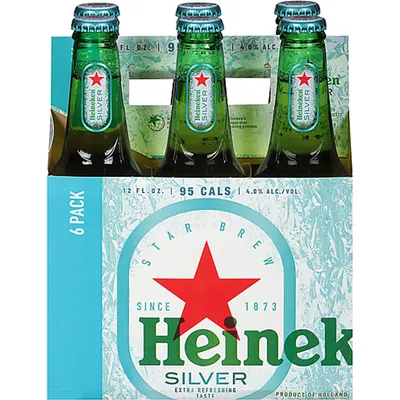 Heineken Silver Lager 6 Pack 12oz Bottles