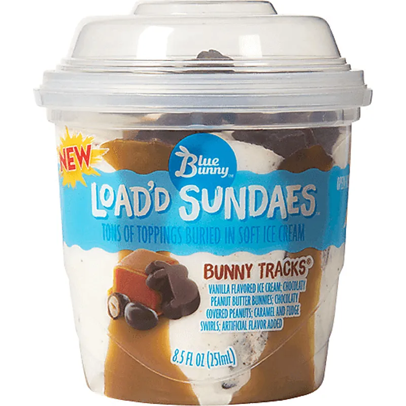 Blue Bunny Load'd Sundaes Bunny Tracks Ice Cream view 1