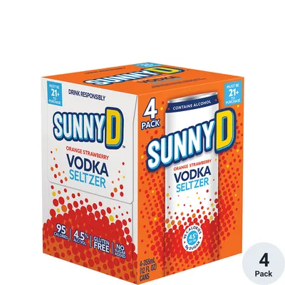 SunnyD Vodka Seltzer Orange Strawberry 4 Pack 12 oz Cans