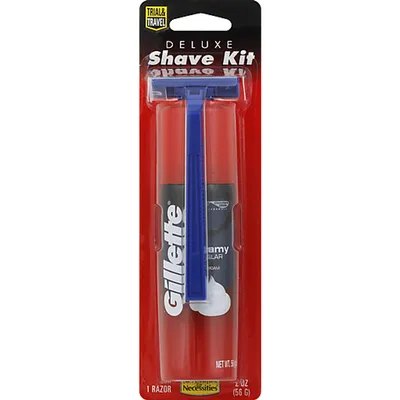 Lil' Essentials Deluxe Shaving Kit Travel Razor with 2 oz Gillette Foamy Shaving Cream