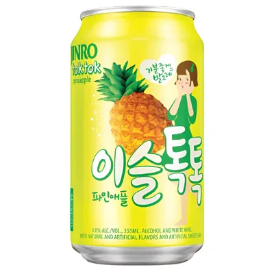 Jinro TokTok Pineapple Flavored Soju 355 mL can