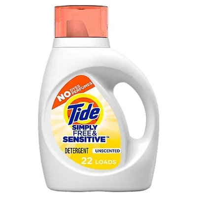 Tide Simply Free & Sensitive Unscented Liquid Laundry Detergent 31 oz Bottle