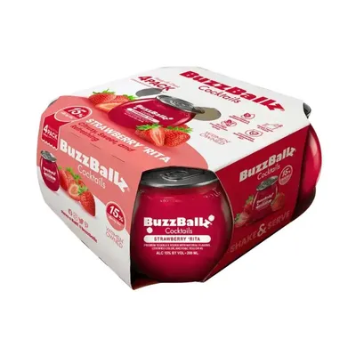 BuzzBallz Strawberry 'Rita 4 Pack 200 ml