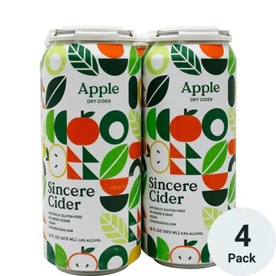 Sincere Cider Bonafide Dry Apple Cider 4 Pack 16 oz Cans