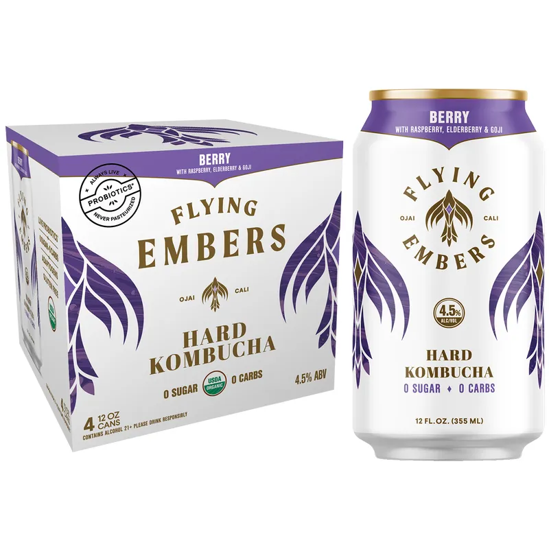 Flying Embers Hard Kombucha Ancient Berry view 1