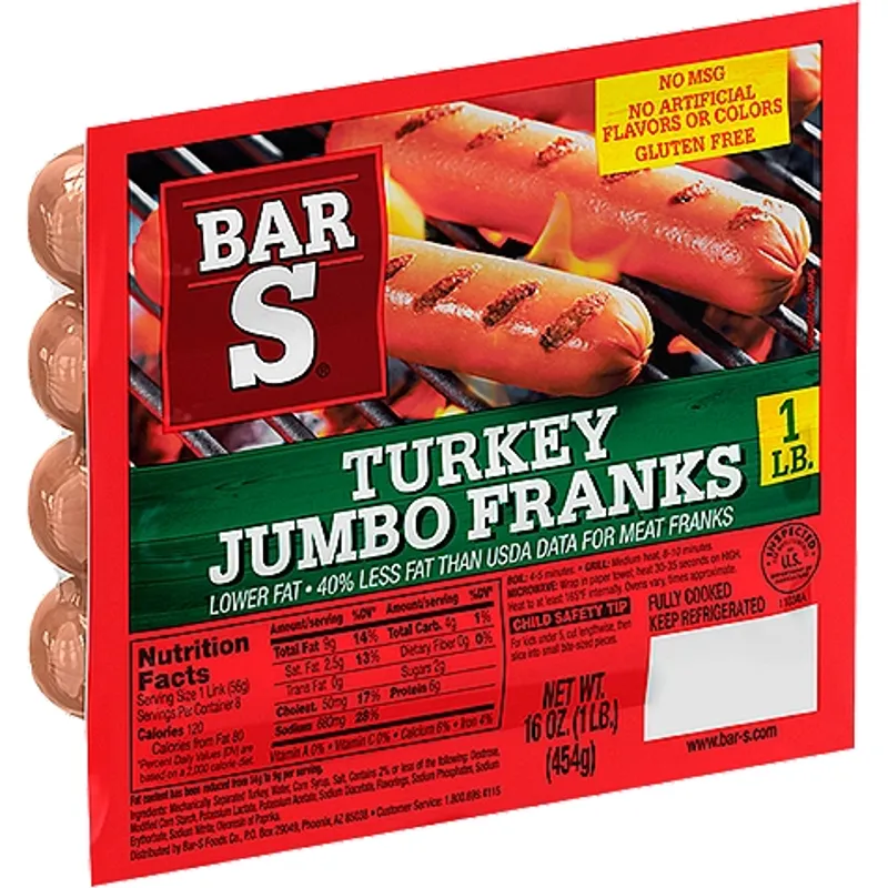 Bar-S Jumbo Turkey Franks view 1