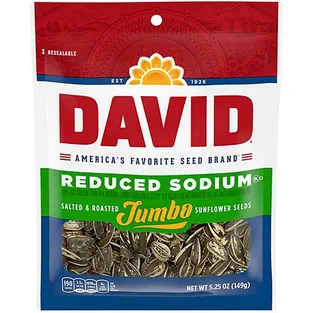 David Sunflower Seeds Jumbo Roasted & Salted Reduced Sodium