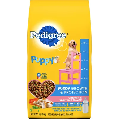 Pedigree Food For Puppies, Chicken & Vegetable Flavor, Growth & Protection, Puppy 4 Pack Lbs