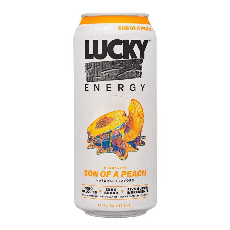 Lucky Energy Son of a Peach Sparkling Energy Drink view 1