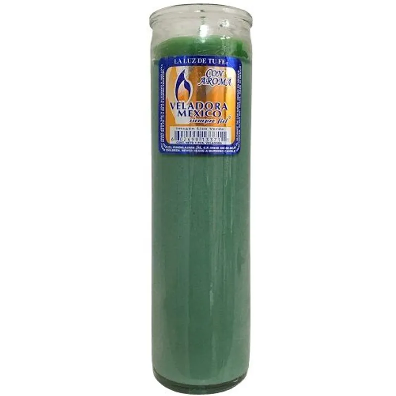 La Luz De Tu Fe Veladora Candle Green, Con Aroma, Glass view 1