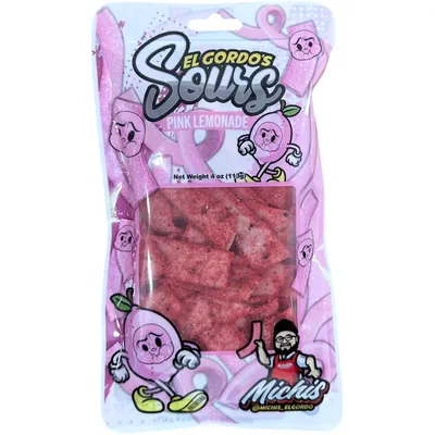El Gordo Sours Pink Lemonade Sour Strips 4 oz Bag