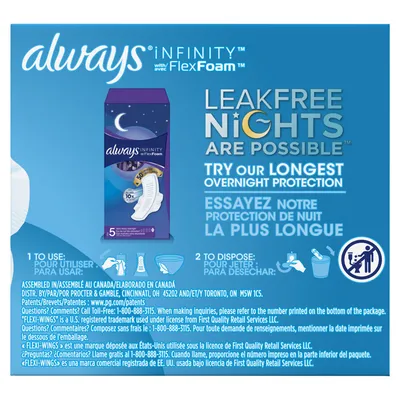 Always Infinity FlexFoam Size 1 Regular Pads with Wings 18-count
