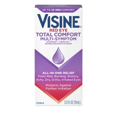 Visine Red Eye Total Comfort Multi-Symptom Eye Drops 0.5 oz Bottle