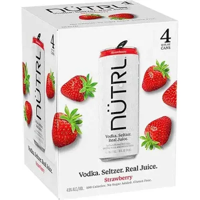 NUTRL Vodka Seltzer Strawberry 4 Pack 12 oz Cans