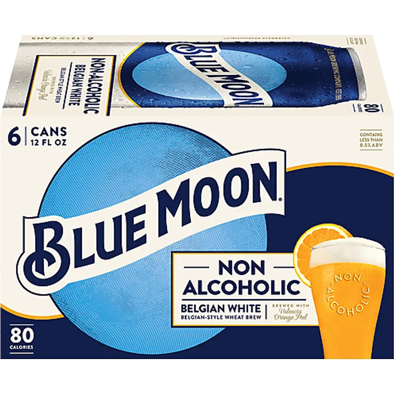 Blue Moon Beer, Non-Alcoholic, Belgium White view 1