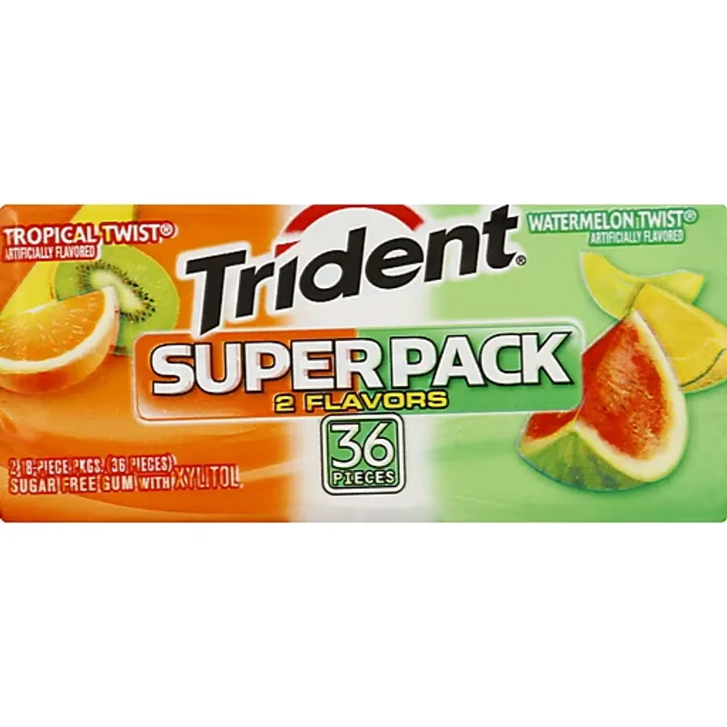 Trident Superpack Sugar Free Gum With Xylitol Tropical Twist And Watermelon Twist view 1