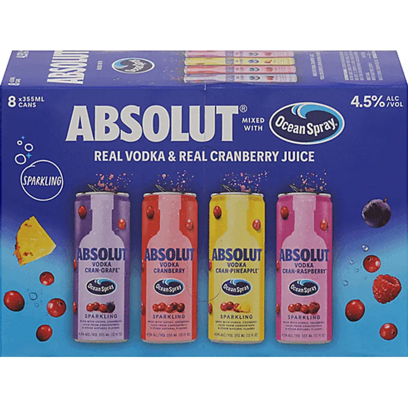 Absolut Vodka Sparkling Cranberry view 1