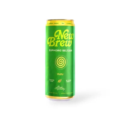 New Brew Euphoric Seltzer Kratom and Kava Yuzu 12oz Can