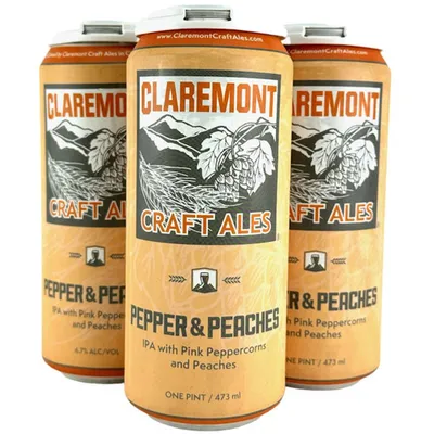 Claremont Craft Ales Pepper & Peaches IPA 4 Pack 64 oz can
