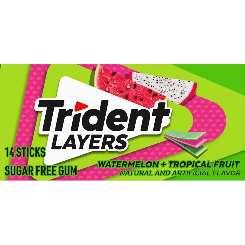 Trident Layers Watermelon & Tropical Fruit Sugar Free Gum view 1
