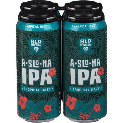 SLO Brew A-Slo-Ha Tropical IPA 4 Pack 16 oz Cans 6.5% ABV