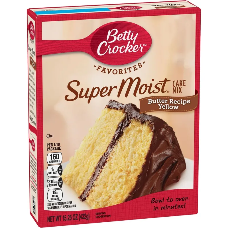 Betty Crocker Butter Recipe Yellow SuperMoist Cake Mix Box view 1