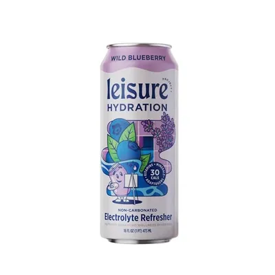 Leisure Hydration Wild Blueberry Electrolyte Refresher 16 oz Can