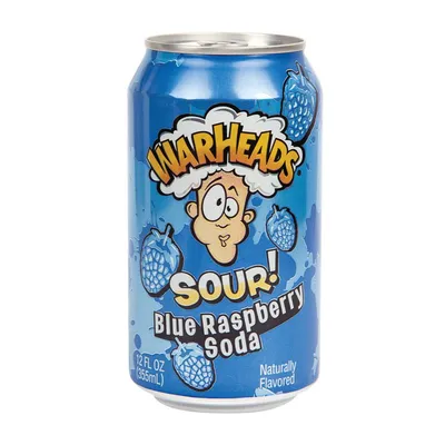Warheads Sour Blue Raspberry Soda 12 oz Can