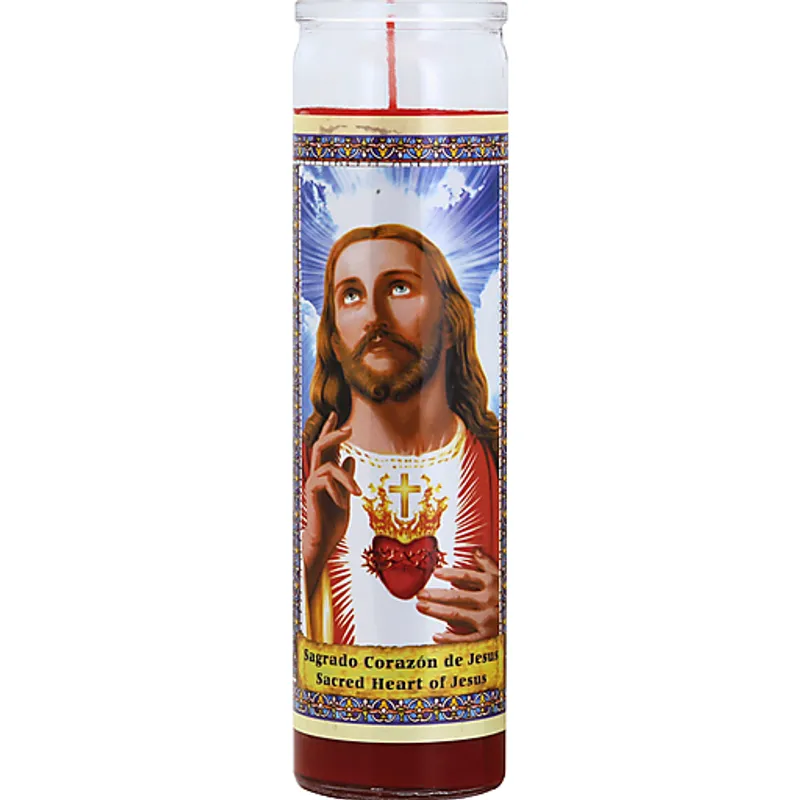 Sacred Heart of Jesus Glass Prayer Candle view 1