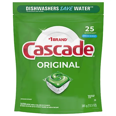 Cascade Original ActionPacs Dishwasher Detergent Fresh Scent 25 ct 13.5 oz Bag