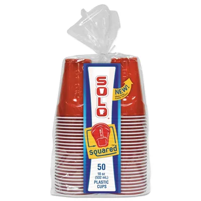 Solo Squared Red Plastic Cups 18 oz 50 Count