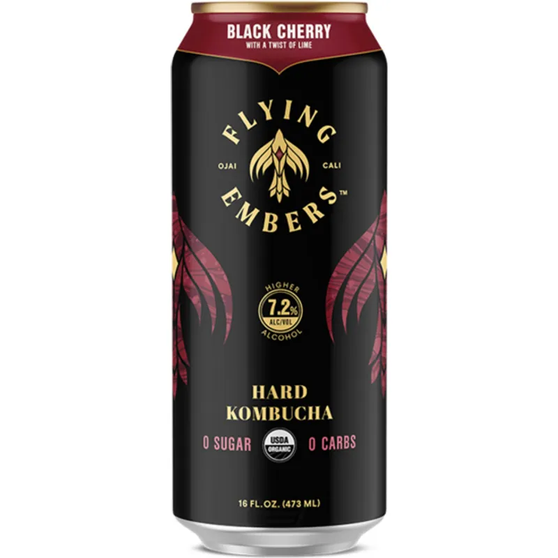Flying Embers Black Cherry With Lime Hard Kombucha view 1