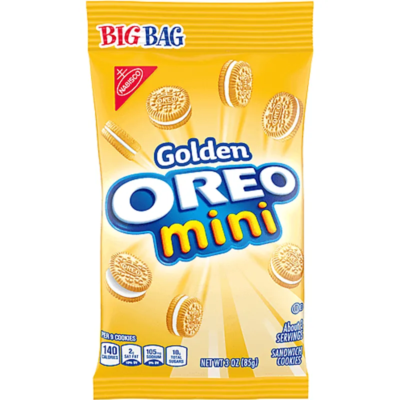 Oreo Mini Golden Sandwich Cookies, Vanilla Flavor Bag view 1