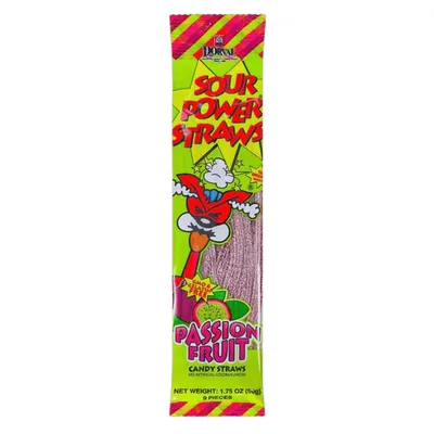 Sour Power Blue Raspberry Candy Straws 1.75 oz Bag
