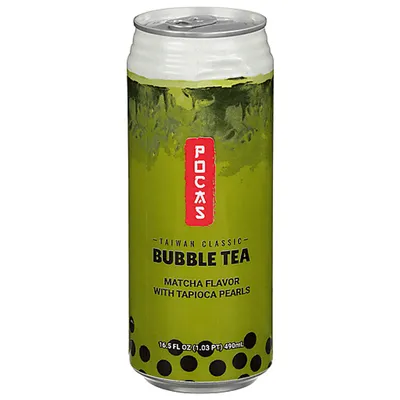 Pocas Bubble Tea Matcha with Tapioca Pearls 16.5 oz Can