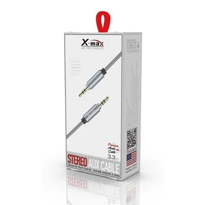 X-MAX Stereo AUX Cable 3.5mm to 3.5mm, Grey 3.3ft 3.3ft