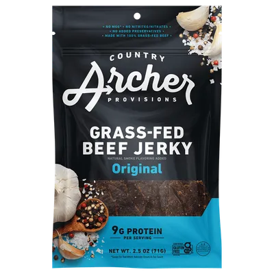 Country Archer All Natural Grass Fed Original Beef Jerky 2.5oz Count