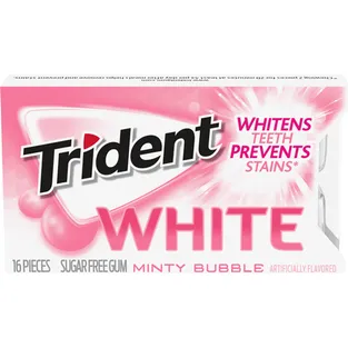 Trident White Sugar Free Gum Minty Bubble