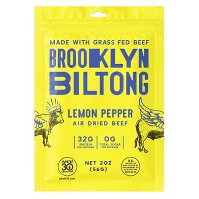 Brooklyn Biltong Lemon Pepper Air-Dried Beef 2 oz Bag