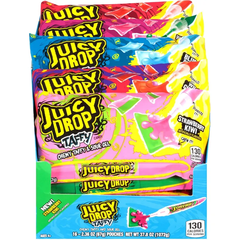 Juicy Drop Taffy Sweet Chewy Candy Sour Gel Pen Assorted Flavors view 1