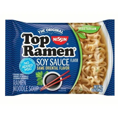 Nissin Top Ramen Soy Sauce Flavor Ramen Noodle Soup 3 oz Bag