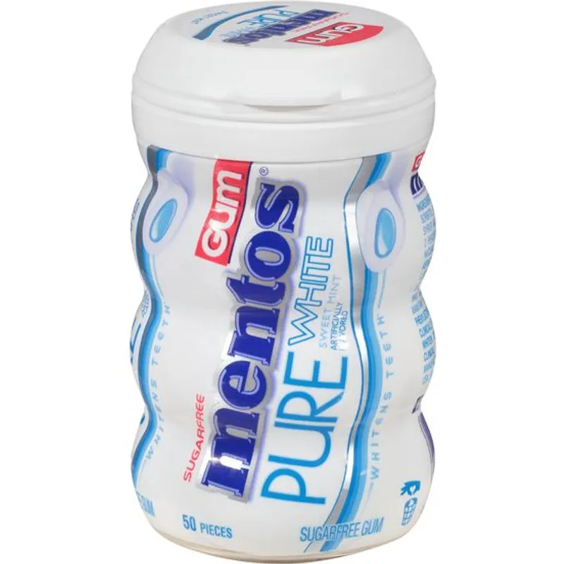 Mentos Sugar Free Pure White Sweet Mint Gum view 1