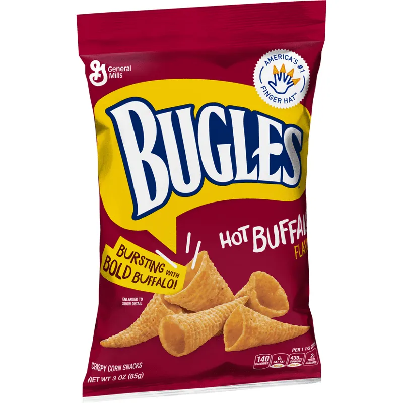 Bugles Crispy Corn Snacks Hot Buffalo view 1