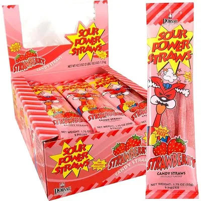 Sour Power Straws Strawberry Candy 1.75 oz Bag