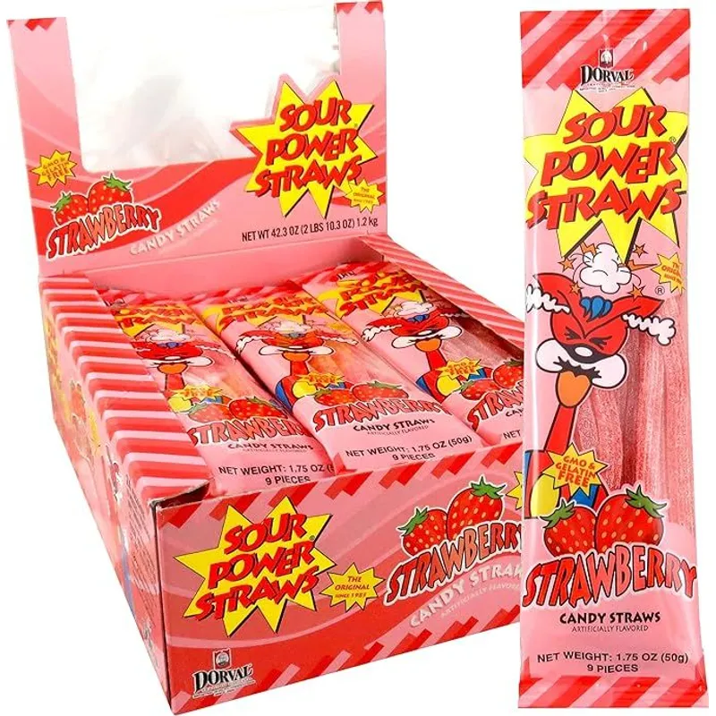 Sour Power Straws Strawberry Candy view 1