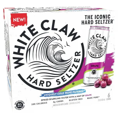 White Claw Hard Seltzer Grape 6 Pack 72 oz