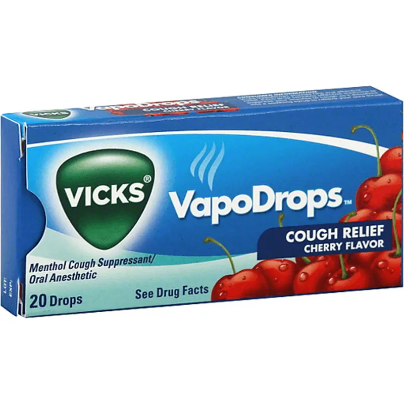 Vicks VapoDrops Cherry Cough Relief Drops Box view 1